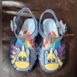 Mini Melissa Unicorn Jelly Shoes Sandals Todder Size 7 Blue Rainbow